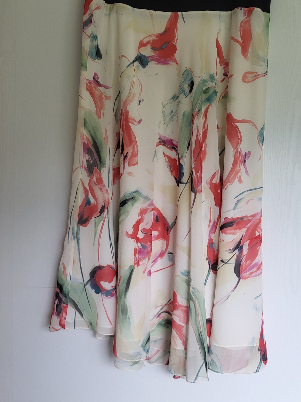 Jones New York Floral Silk Maxi Skirt in Black, Cream, Pink and Green - Picture 4 of 4